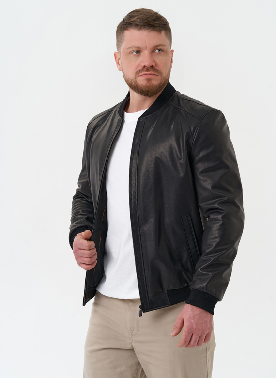 Мужская куртка бомбер из натуральной кожи