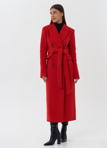 Двубортное пальто с английским воротником