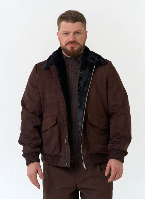 Мужская утепленная куртка из эко замши фото