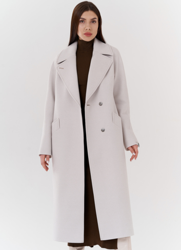 Удлиненное женское пальто в цвете жемчуг