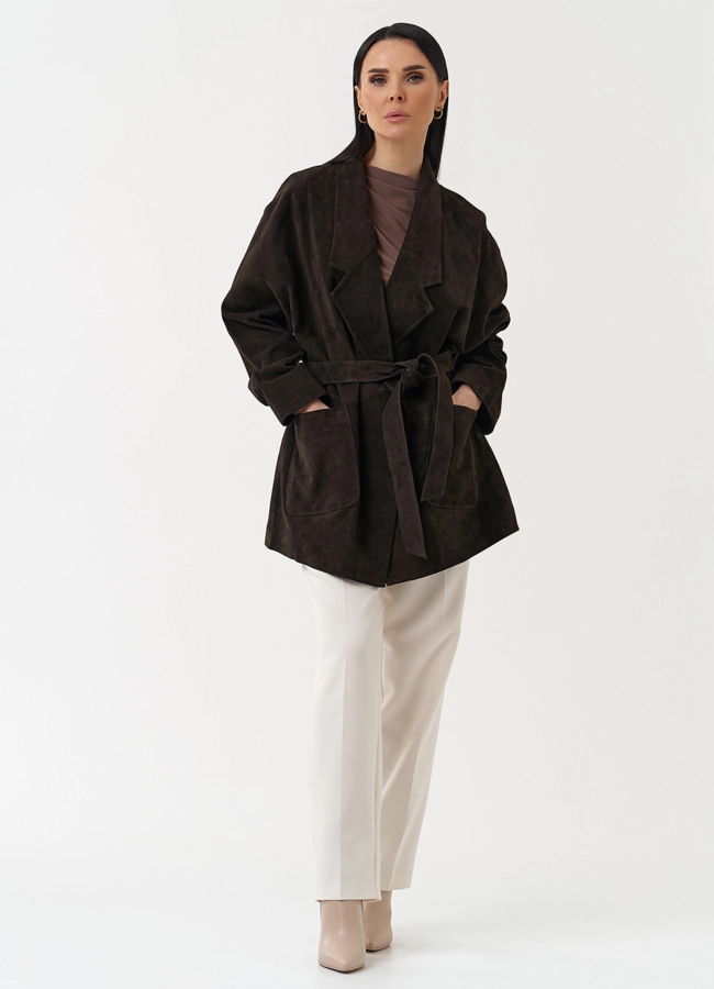 Куртка из натуральной замши коричневого цвета модель № 30400 универмаг малина