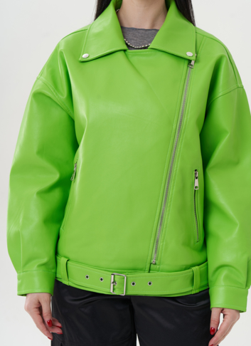 Куртка из эко кожи зеленого цвета
