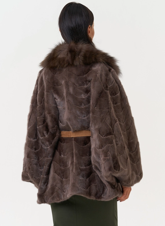 Норковая шуба с отделкой из лисы