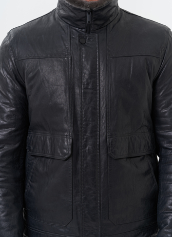 Куртка из натуральной кожи с отделкой из мутона