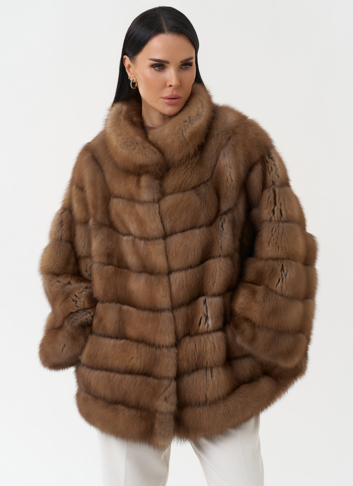 Шуба из куницы с воротником стойка