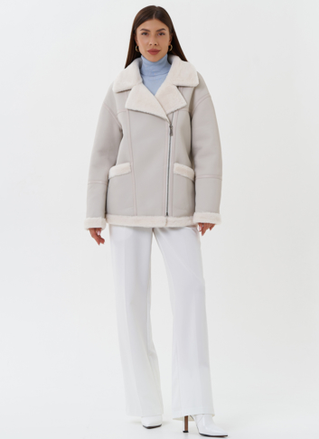 Женская эко дубленка с эко мехом