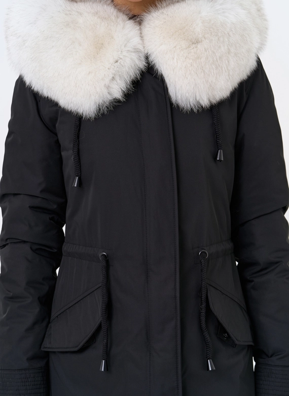 Женская парка с капюшоном из меха песца