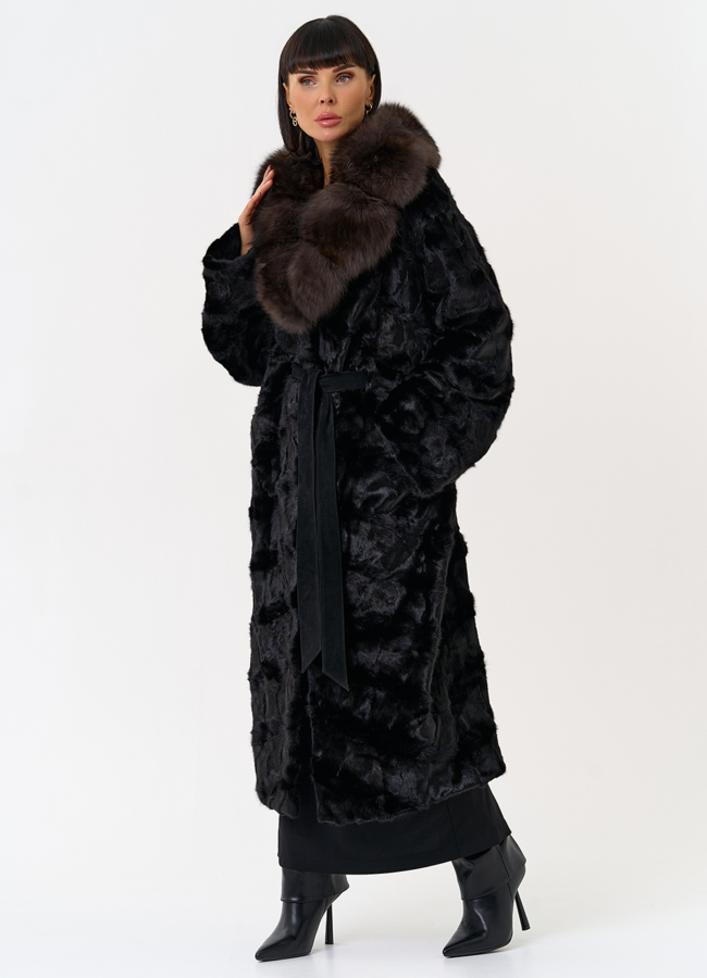 Женская шуба из меха норки с воротником из меха песца модель № 31487 универмаг малина