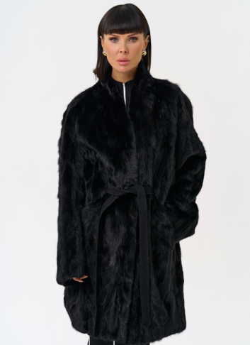 Женская шуба из меха норки в черном цвете Женская шуба из меха норки в черном цвете
