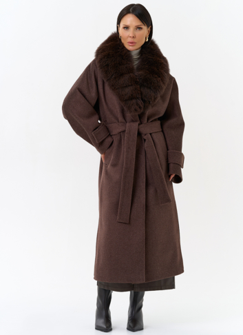 Женское утепленное пальто с отделкой из меха песца Женское утепленное пальто с отделкой из меха песца