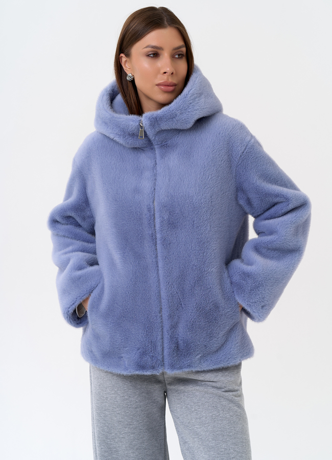 Женская куртка из эко меха с капюшоном модель № 31224 в рассрочку