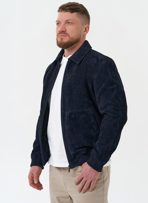 Мужская куртка бомбер из натуральной замши