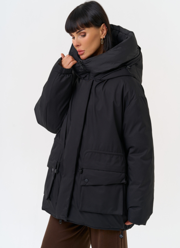 Двухсторонний женский пуховик с капюшоном