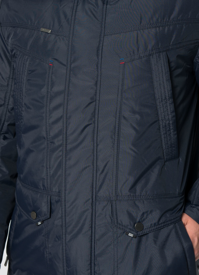 Полупальто мужское синего цвета с отделкой из енота модель № 21709 универмаг малина