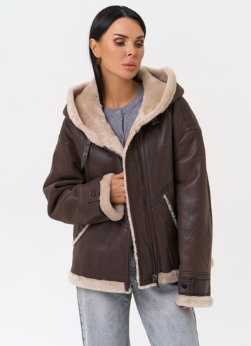 Натуральная дубленка с капюшоном