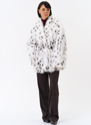 Шуба из лисы с инкрустацией под рысь
