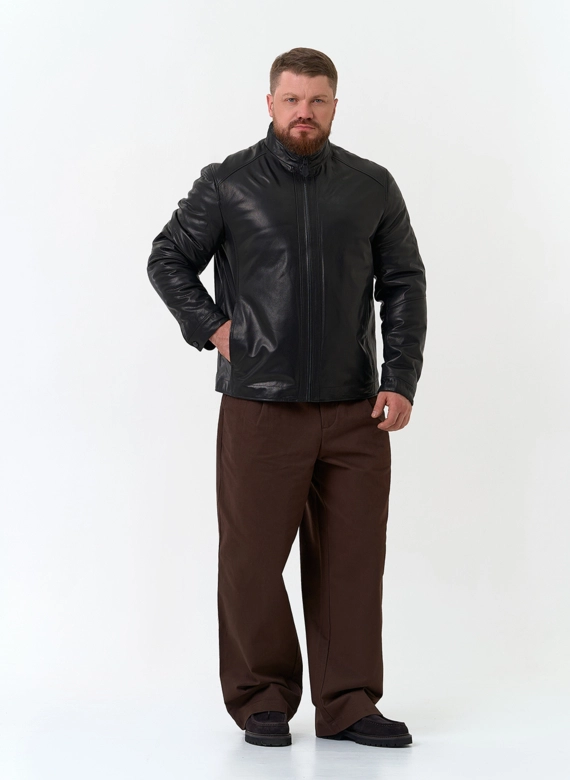 Мужская утепленная куртка из натуральной кожи фото
