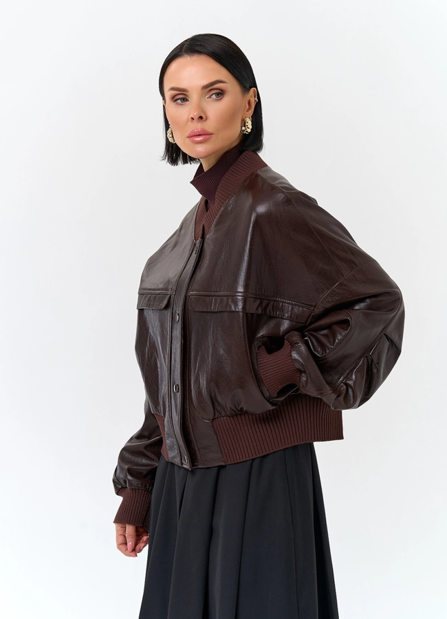 фото Женская куртка из натуральной кожи модель № 32673