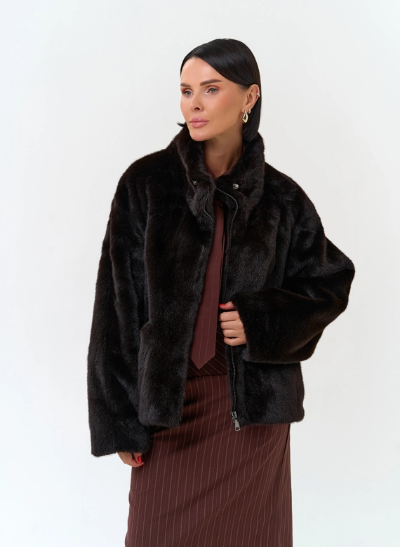 Женская куртка из эко меха фото