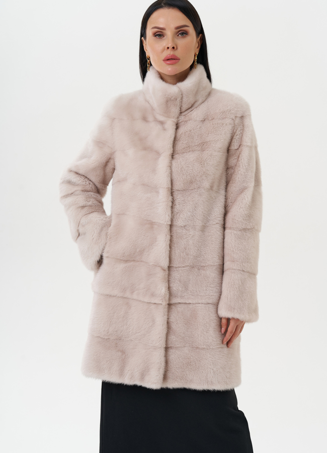 Шуба-трансформер из меха норки модель № 25962 меха малина